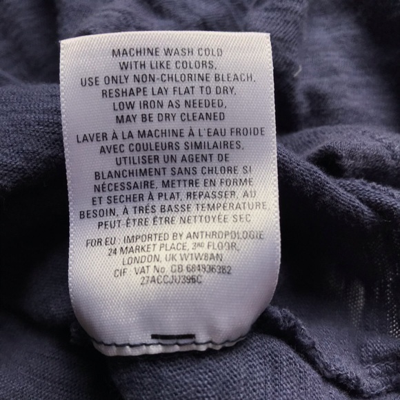 Anthropologie‎ Meadow Rue Navy Blue Amira Tunic Button Bib Medium - Picture 10 of 13